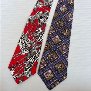 Zebra Patterned Ties - Red and Purple